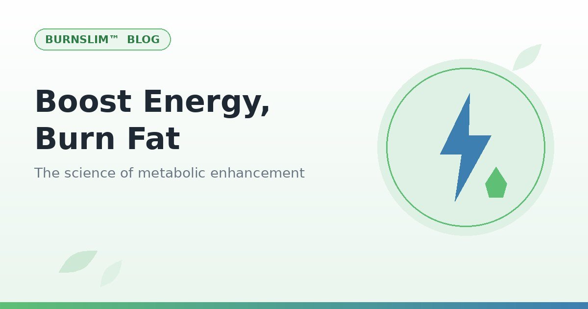 Illustration with lightning bolt and flame representing energy and fat burning